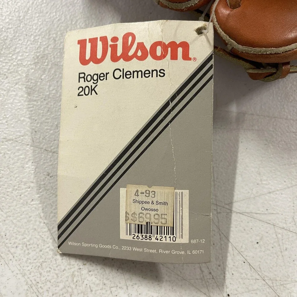 Vintage Wilson Roger Clemens 20K A2112 Glove Mens 12 Brown Right Hand Throw